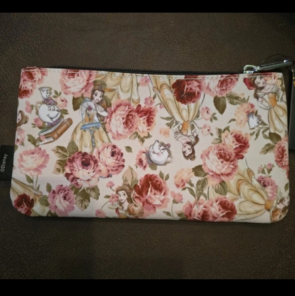 Loungefly Disney Beauty and the Beast Belle Floral Pencil/Makeup Zip Pouch NWT - Picture 3 of 5